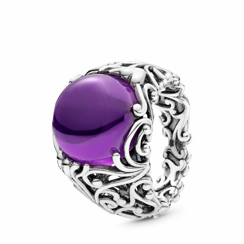 Pandora Regal Dazzling Beauty Statement Ring Ireland - Sterling Silver/Purple/Cubic Zirconia - 23679